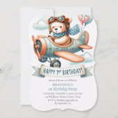 Up & Away 1. Geburtstagsjunge Flugzeug Einladung (Vorderseite)