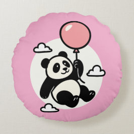 Up & Away Panda - Vin Zzep Kunst - T - Shirt Rundes Kissen