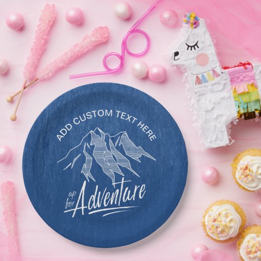 Up for Adventure Mountains White ID358 Pappteller (Party)