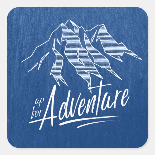 Up for Adventure Mountains White ID358 Quadratischer Aufkleber (Vorderseite)