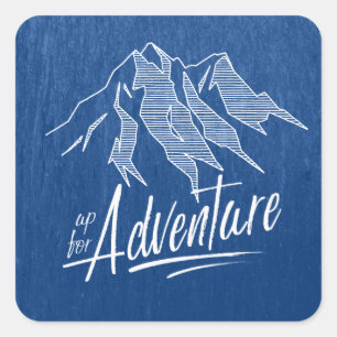 Up for Adventure Mountains White ID358 Quadratischer Aufkleber