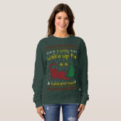 Up for Tuna and Xmas – Funny Ugly Christmas Cat Sweatshirt (Vorne ganz)