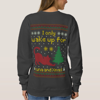 Up for Tuna and Xmas – Funny Ugly Christmas Cat Sweatshirt