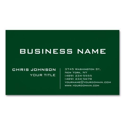 Up Forest Green Moderne Beruflich zeitgenössisch Magnetische Visitenkarte (Vorderseite)