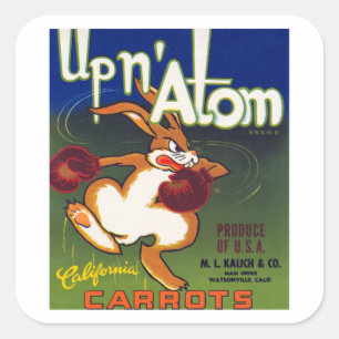 Up n' Atom California Carrots Quadratischer Aufkleber