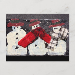 "Up to SNOW GOOD" Kunsthandwerk Schneemänner Postk Postkarte