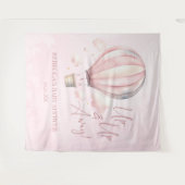 Up Up and Away! Pink Hot Air Balloon Baby Shower Wandteppich (Vorderseite (Horizontal))