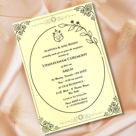 Upanayanam aka Hindu Holy Thread Janeu Zeremonie Einladung