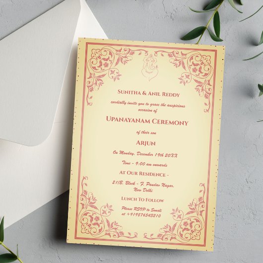 Upanayanam aka Hindu Holy Thread Janeu Zeremonie Einladung
