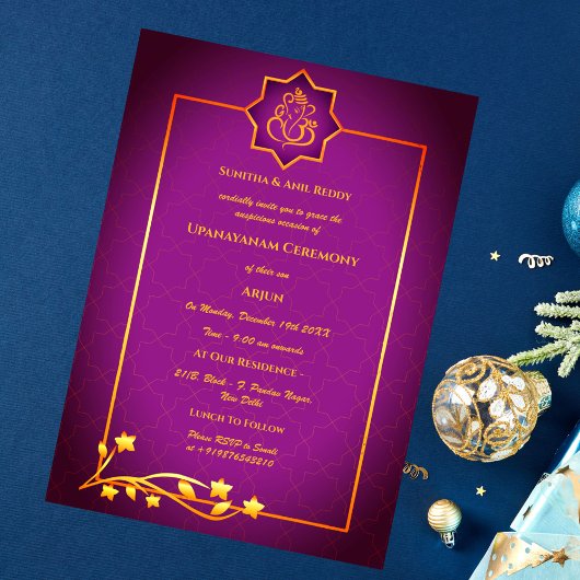 Upanayanam aka Hindu Holy Thread Janeu Zeremonie Einladung