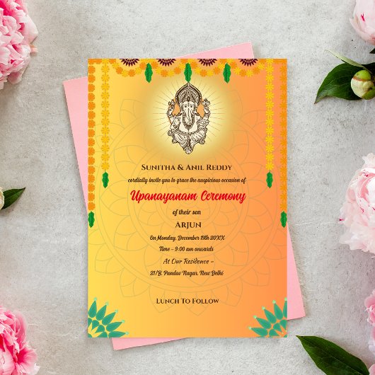 Upanayanam aka Hindu Holy Thread Janeu Zeremonie Einladung