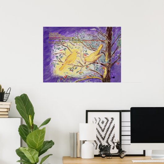 Upanishad zitiert "two birds" Farbstift Art Poster (Heimbüro)