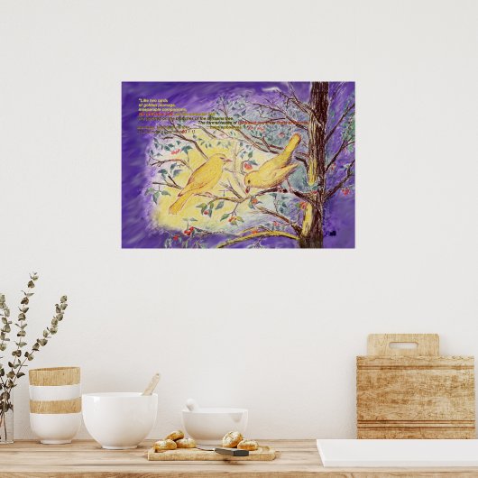 Upanishad zitiert "two birds" Farbstift Art Poster (Küche)