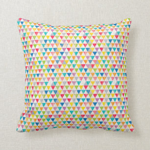 Upcycle Art-rustikales Regenbogen-Dreieck-Muster Kissen