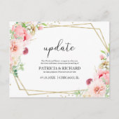 Update Blush Bloral Hochzeit ändern das Datum Postkarte (Vorderseite)