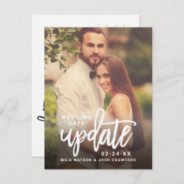 Update Brushed Script Wedding Foto Save the Date Ankündigungspostkarte