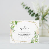 Update Elegant Greenerity Wedding New Date Postkarte (Stehend Vorderseite)
