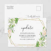 Update Elegant Greenerity Wedding New Date Postkarte (Vorne/Hinten)