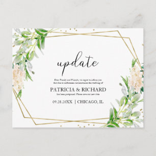 Update Elegant Greenerity Wedding New Date Postkarte