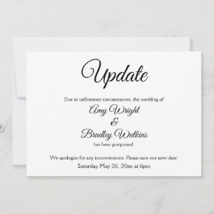 "Update" Elegante verschobene Hochzeitsanzeige Einladung