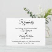 "Update" Elegante Zurückgestellte Hochzeitsankündi Einladung (Stehend Vorderseite)