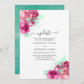 Update für die Hochzeit von Rosa und Minzflora Einladung (Vorne/Hinten)