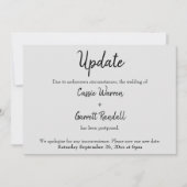 "Update" - Hochzeitdatum schwarz auf grauer Karte (Vorderseite)