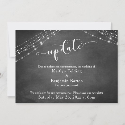 Update-Skript für "Chalkboard Lights" - Hochzeit v Einladung (Vorderseite)