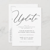 Update-Skript verschoben Hochzeitserklärung Einladungspostkarte (Vorne/Hinten)