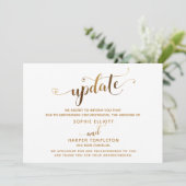 Update storniert Wedding Gold Hearts Script Card Einladung (Stehend Vorderseite)