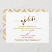 Update storniert Wedding Gold Hearts Script Card Einladung (Vorne/Hinten)