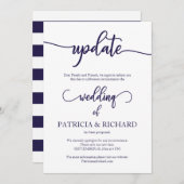 Update verschoben Hochzeiten Navy Blue Script Einladung (Vorne/Hinten)