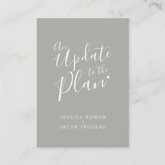 Update zur Planung der Hochzeit des grauen weißen Begleitkarte (Vorderseite)