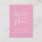 Update zur Planung einer rosa weißen Herzhochzeit  Begleitkarte (Vorderseite)