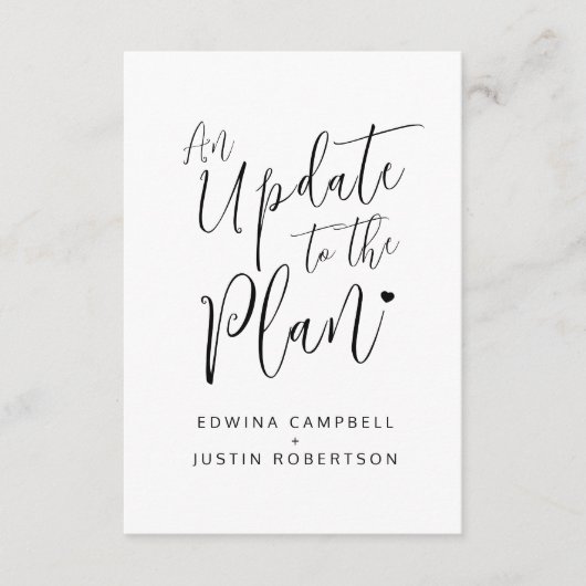 Update zur Planung Schwarz-weißer Hochzeiten storn Begleitkarte (Vorderseite)