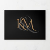 UPDATED Black Gold Monogram Wedding All in one Dreifach Gefaltete Einladung (Cover)