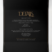 UPDATED Black Gold Monogram Wedding All in one Dreifach Gefaltete Einladung (Innenseite Mitte)