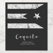 UPDATED Coquito Flag schwarzes Etikett Puerto rico (Einzelnes Label)