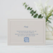 UPDATED Nautical Imitats Embossed Classic QR Weddi RSVP Karte (Stehend Vorderseite)