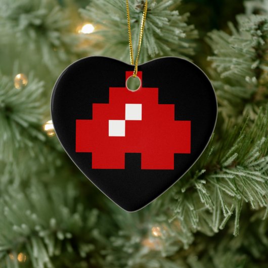 Updown 8 Bit Pixel Herz Keramik Ornament (Baum)