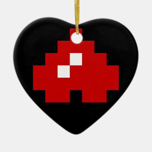 Updown 8 Bit Pixel Herz Keramik Ornament (Vorne)