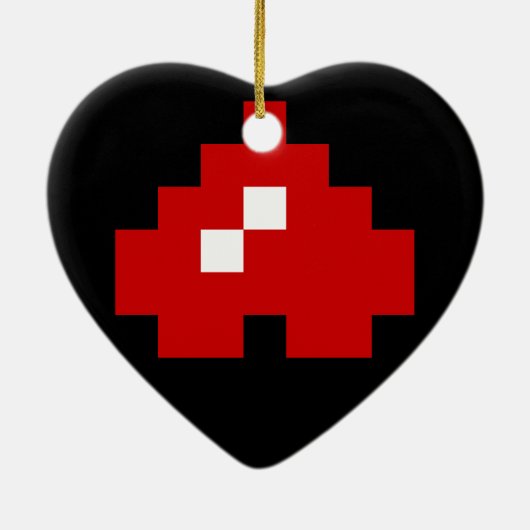Updown 8 Bit Pixel Herz Keramik Ornament (Hinten)