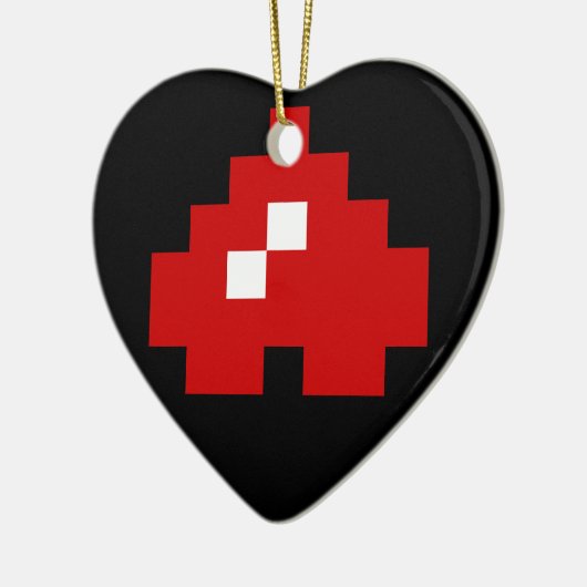 Updown 8 Bit Pixel Herz Keramik Ornament (Links)