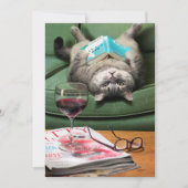 Updown Cat Reading Book Einladung (Vorderseite)