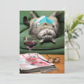 Updown Cat Reading Book Einladung (Stehend Vorderseite)