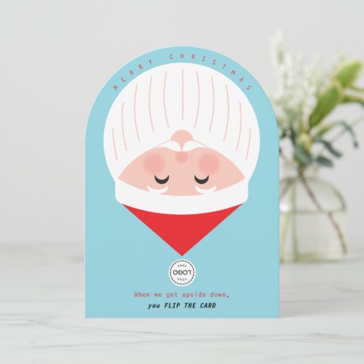 Updown Santa Company Sky Blue Christmas Card Einladung (Stehend Vorderseite)