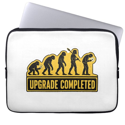 Upgrade abgeschlossen lustige Evolution Laptopschutzhülle (Vorderseite)