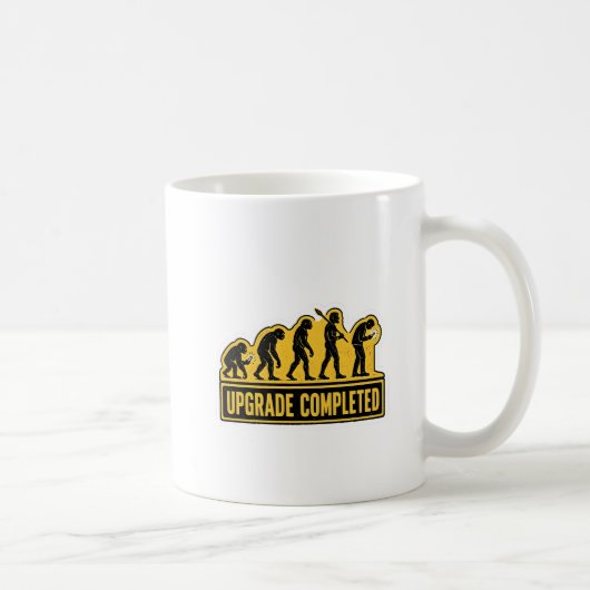 Upgrade abgeschlossen lustiges Evolutions-Meme Kaffeetasse (Rechts)