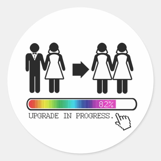 UPGRADE AN LESBIAN RUNDER AUFKLEBER (Vorderseite)