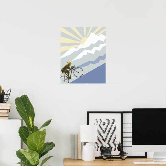 Uphill Cyclist Illustration Poster (Heimbüro)